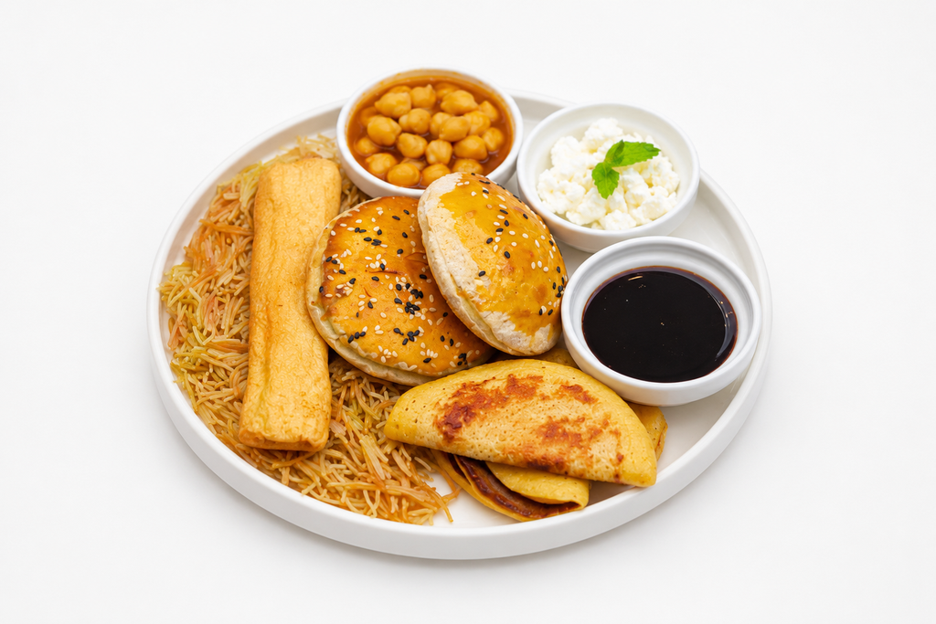 Emirati Breakfast Plate (Chami cheese, Chami cheese, Chami cheese)